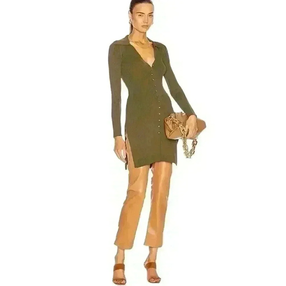 NICHOLAS NWOT Olive Ribbed Knit "Jasmin Tunic" Dress Sz M - Picture 2 of 16